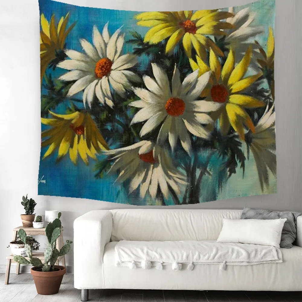 Natural Scenery Sunflower Tapestry Living Room Abstract Wall Hanging