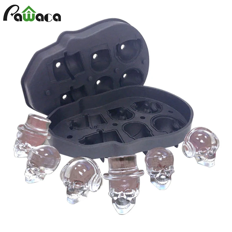

3D Skull Ice Cube Mold for Whiskey Wine Cocktail Juice Silicone Ice Cube Tray Maker Beverages Kitchen DIY Cake Ice Cream Tools