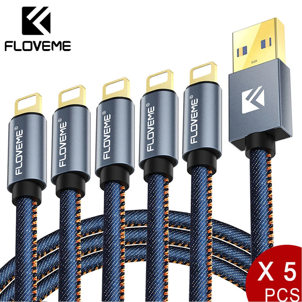 Кабель FLOVEME 5 шт./лот для iPhone X XR XS Max Lighting Cabo 7 8 зарядный usb кабель зарядки В 2 1 А