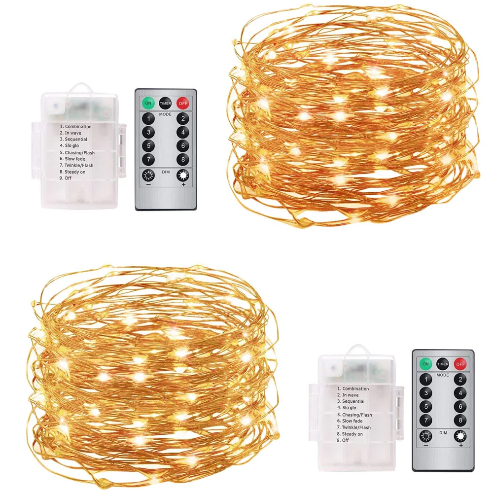 2PCS 5M 50 LED String Light Waterproof Batteries Home Fairy Party