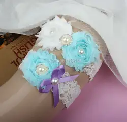 Новый дизайн, детская голубая и Белая Кружевная подвязка невесты для свадьбы, свадебная подвязка с подвеской из сплава, ручная работа