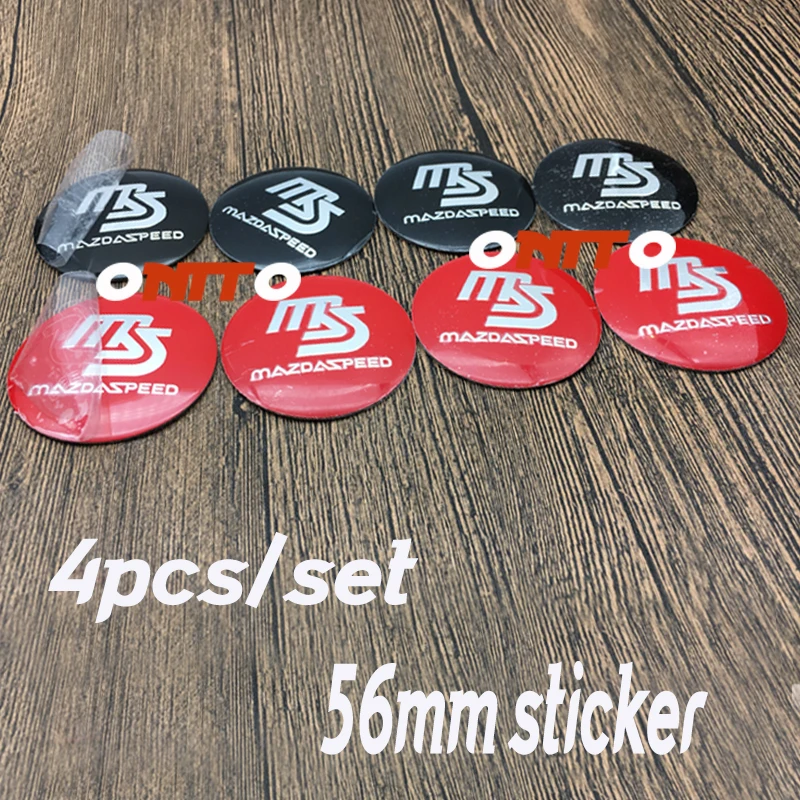 

4pc Good Quality 56mm 2.2" MS MAZDASPEED Logo Decoration Dust-proof Aluminum Decal Label Car Styling for mazda CX-5 CX-7 CX-9 RX