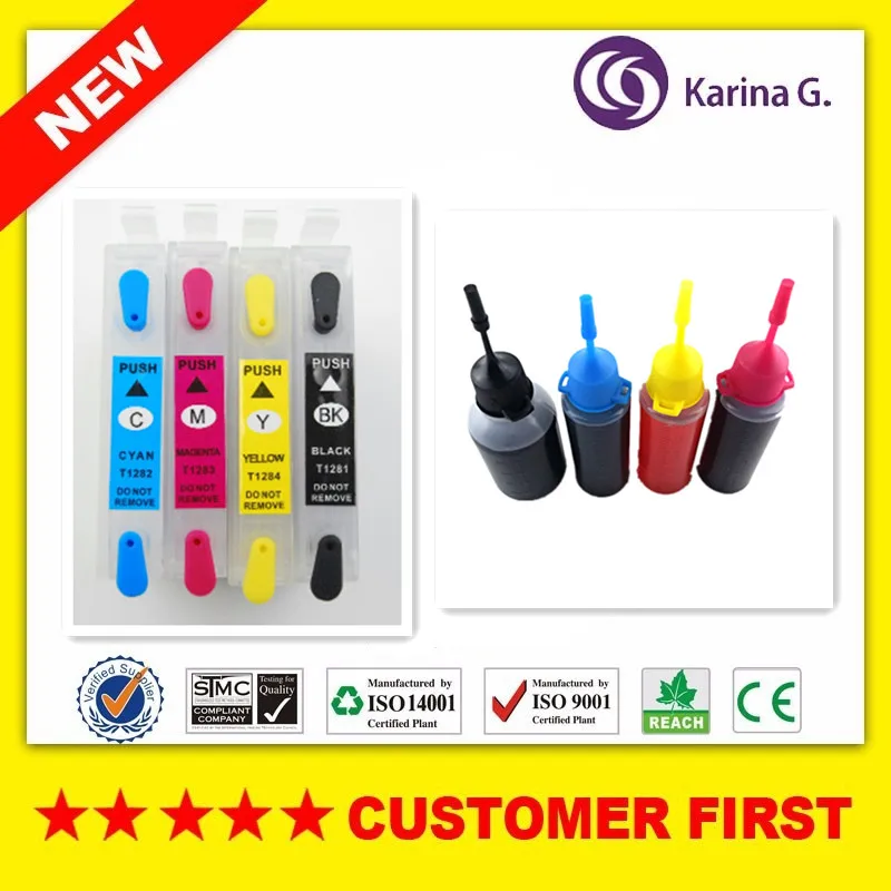 1 комплект для T1281 перезаправляемый картридж+ 1 комплект чернилами для EPSON Stylus S22 SX125 130 230 235 W 420 W 425 W 430 W 435 W
