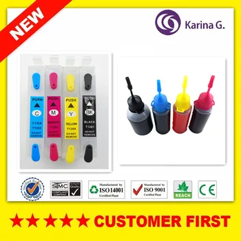 

1 set for T1281 refillable ink cartridge + 1 set Dye ink For EPSON Stylus S22 SX125 130 230 235W 420W 425W 430W 435W Printer