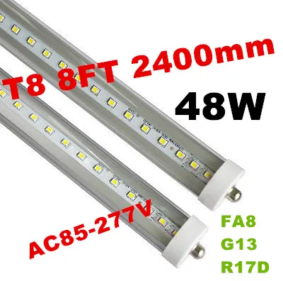 CSA UL 8ft светодиодные лампы T8 45W FA8 одноконтактные трубки 4800 люменов SMD 2835