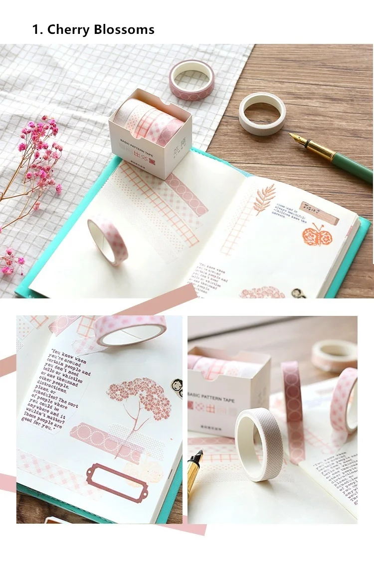 5 шт базовый цветной бумажный набор декоративного скотча Васи 10 мм ...