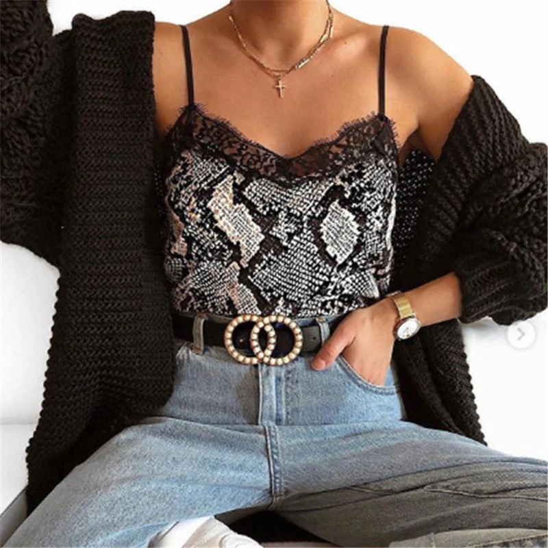 

Fashion Hot Sexy Off Shoulder Womens Summer Camis Tops Lace Leopard Print Patchwork Female Vest Top Tank Tops 2019 New