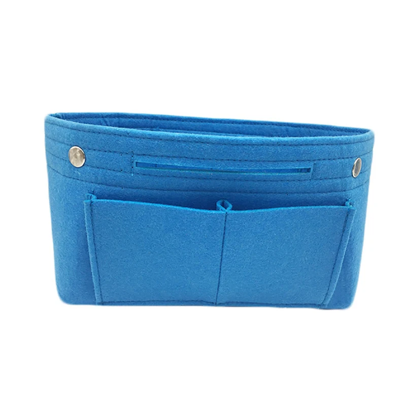 Фетровая сумка-Органайзер, женская косметичка, косметичка, сумка для хранения, несколько карманов, складная, для путешествий, вставка, разделитель, формирователь, сумка в сумке - Цвет: Синий