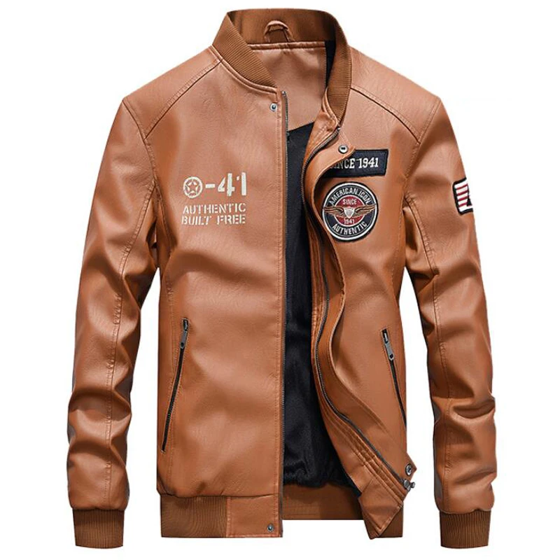Pu Leather Jacket Men New Brand Spring Autumn Stand Collar Baseball Leather Coat Mens Fashion Embroidery 4xl Motorcycle Jackets Faux Leather Coats Aliexpress