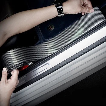 

5D Stickers Carbon Fiber Rubber Styling Door Sill Protector Goods For peugeot 308 kia sorento rav4 hyundai ix25 mitsubishi asx