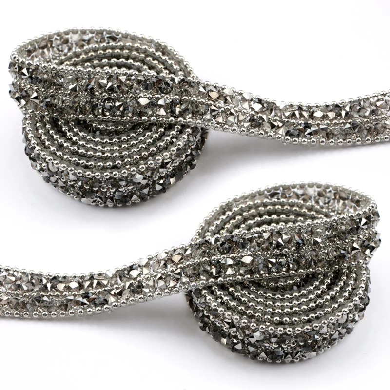 

12mm Exquisite rhinestones decoration trim banding wholesale garment accessories, dress shoes hat jet hematite Crystal band