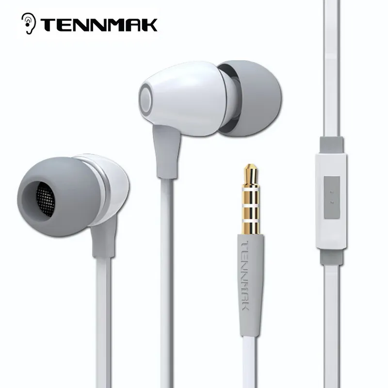 

TENNMAK Porcelain 3.5mm Earphones Strong Bass Metal earphone noise isolating Earbud with remote and microphone * hot
