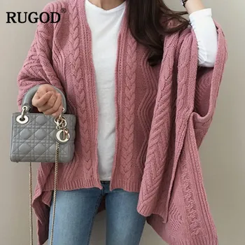 

RUGOD 2018 Autumn Winter Korean Sweater Cardigans for Women Causal Loose Cape Knitted Cardigan Feminino Long Knitwear Sweater
