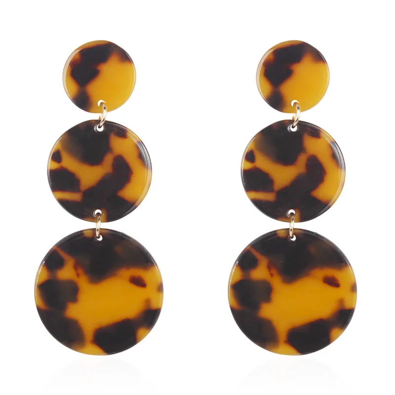 

Simple Round Acrylic Resin Drop Dangle Earrings Fashion Leopard Long Earring Geometric Pendant Earrings for Women Party Jewelry