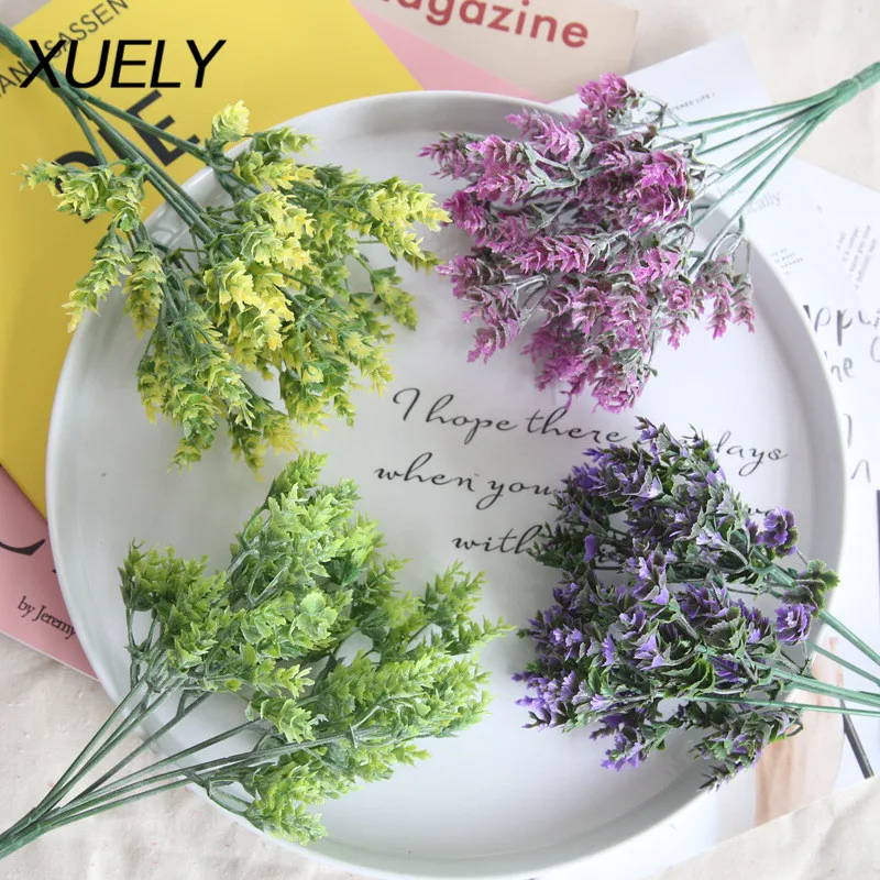 

XUELY eucalyptus shell grass plastic artificial flower home decoration wedding flower wall plant wall decoration fake flower 1pc