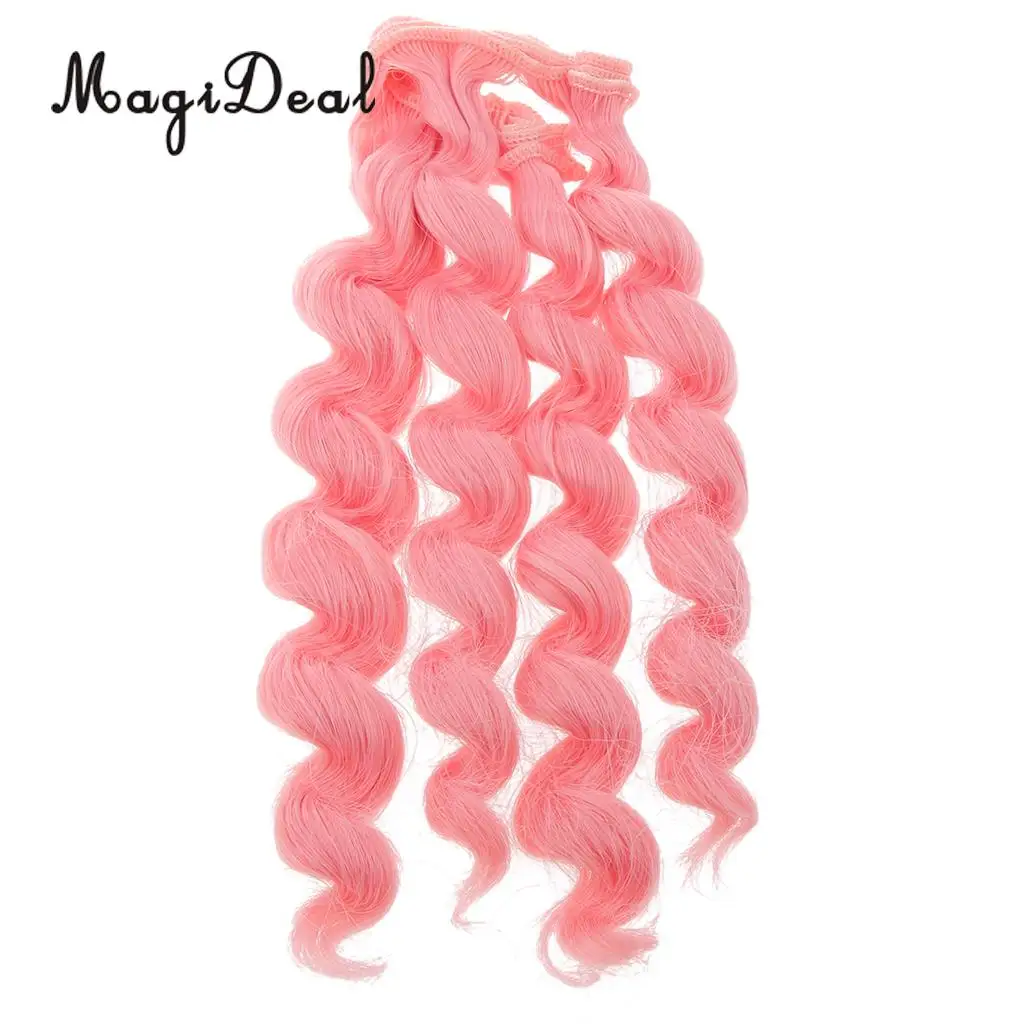 MagiDeal 1Pc 15x100cm DIY Curly Hair Wig Hairpiece for 1/3 1/4 1/6 BJD SD Dolls Model Party Girls Best Birthday Gift 12Colors