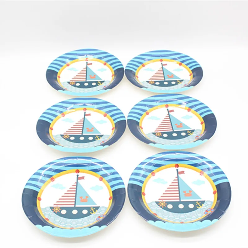

The New 6pc/set Cartoon theme 7 inch plate party supplies sailing boat theme theme party birthday party supplies