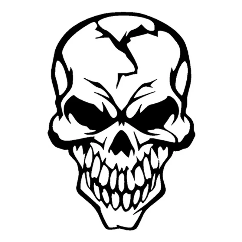 13cm*19cm SKULL CRACKED HUMAN HEAD Motorcycle Decal Vinyl Stickers ...