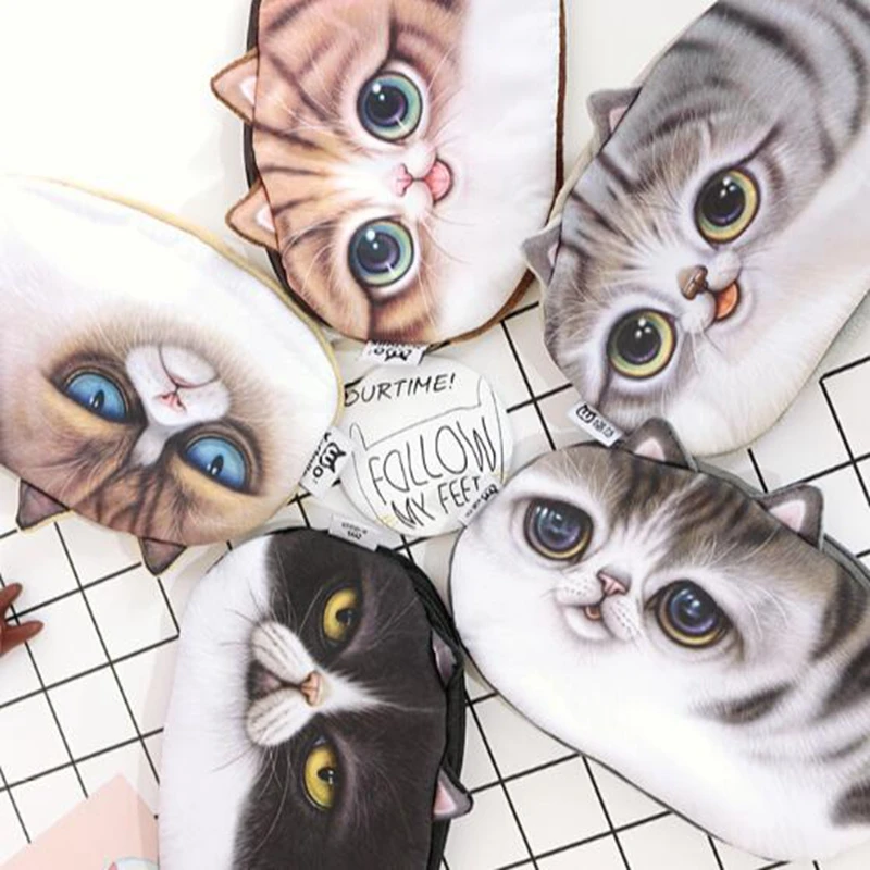2018 Kawaii милый кот пенал фланель карандаш мешок Pencilcase ручка коробки школьные