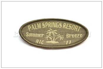 

custom woven patch oval shape sew in fabric NO MOQ