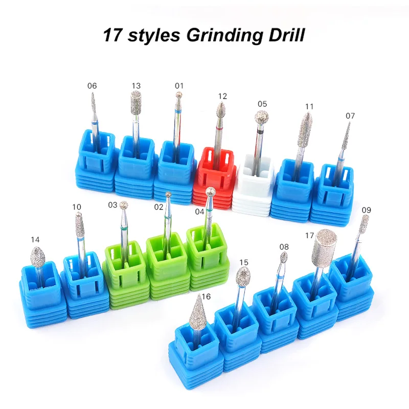 Electric Manicure Drill Accessory Nail Art Polishing Machine Drill Head Kit Tungsten steel Manicure Tool 17 styles NHF