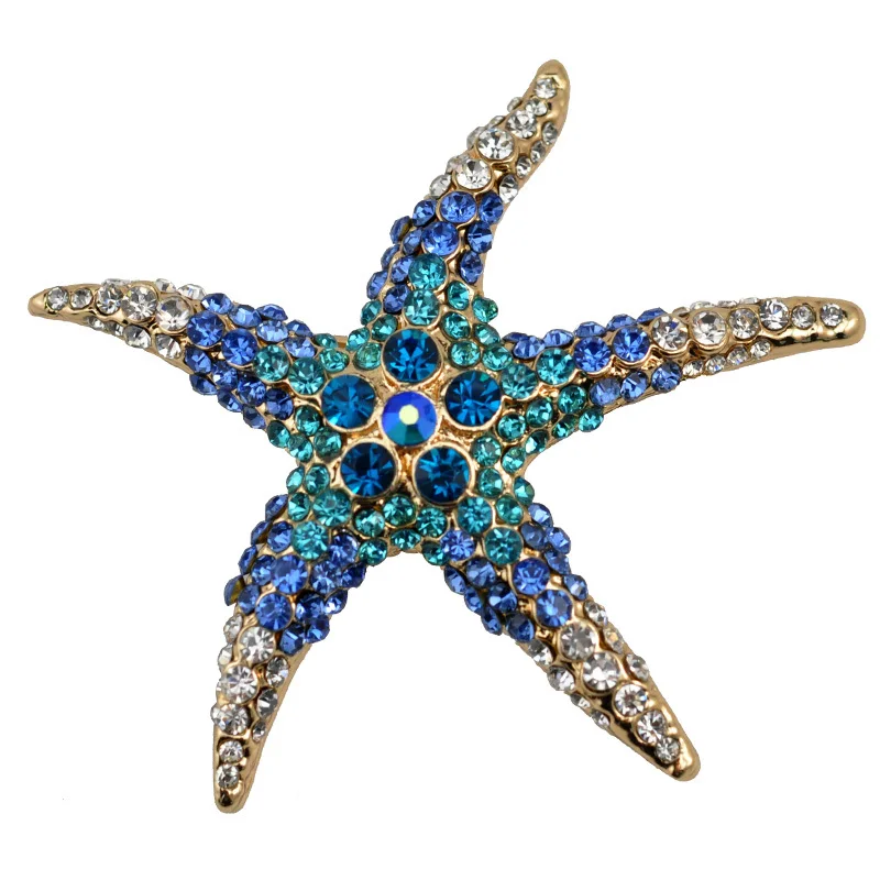 

Lovely Blue And Green Crystal Starfish Brooch Colors Optional Factory Direct Wholesale Supply 2018