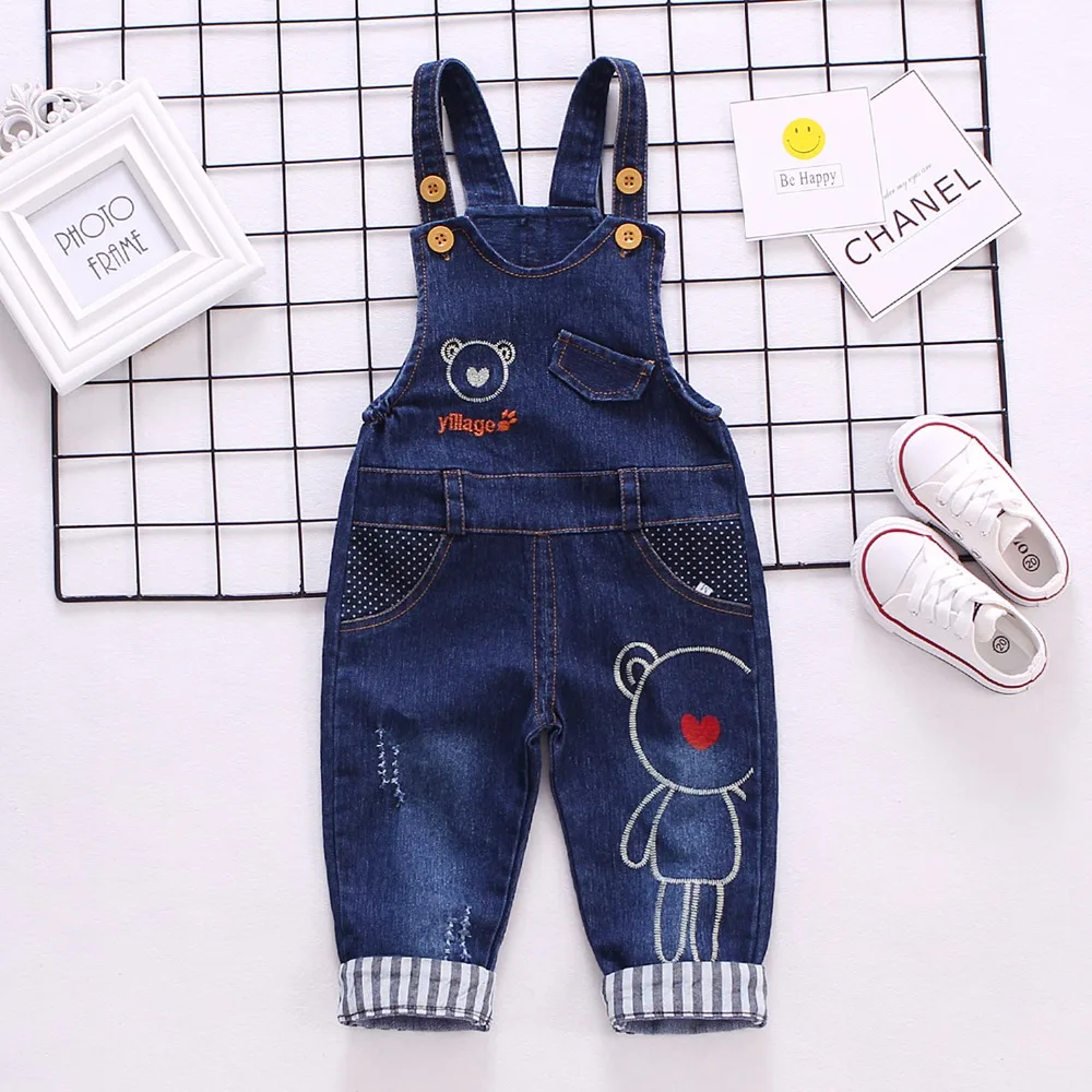 

1-3T Infant Baby Girls/Boys Denim Overalls Jeans Kids Rompers Monkey Animal Baby Clothes Toddler Jumpsuit Bebe Clothing