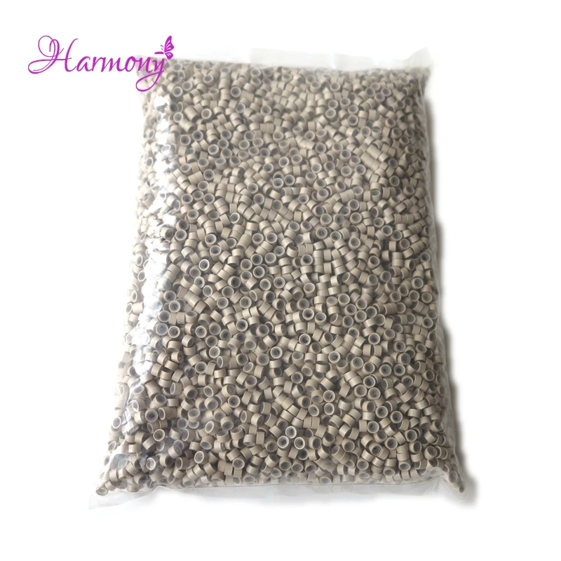 10000pcs/bag Aluminium Micro ring Silicone lined Links Beads tube for Feather Human Hair Extension tools accessories