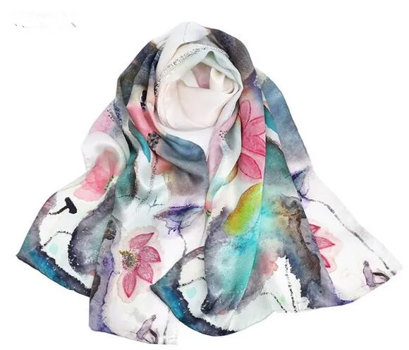 

Sping summer floral silk scarf for women high quality