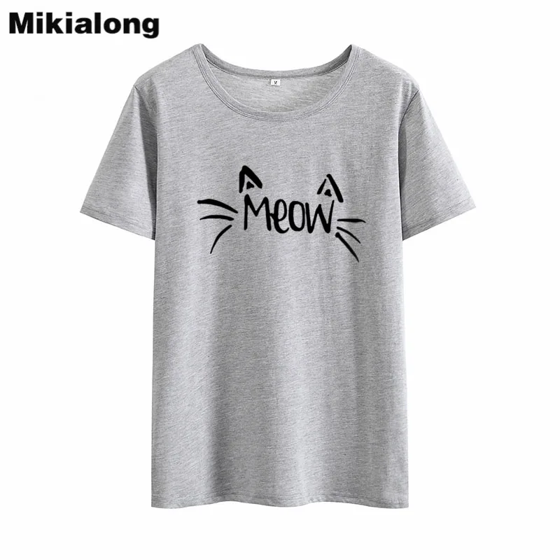 Миссис win кошка футболка Femme Harajuku Kawaii корейский модные однотонные свободные Для