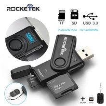 Rocketek же время читать 2 карты USB 3.0 устройство чтения карт памяти 2 слота OTG телефон Card Reader для SD, Micro SD, TF, Micro SD HC SDXC
