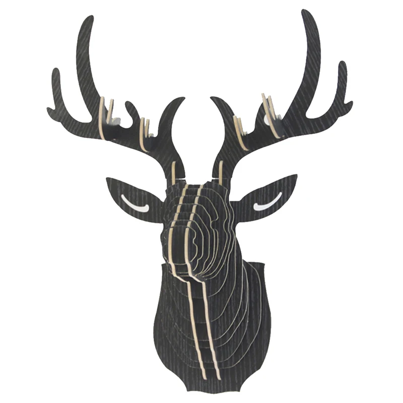 

Nordic Wood Crafts DIY Deer Head Europe Characteristic House Decoration Miniature Animal Figurines for Home Decor