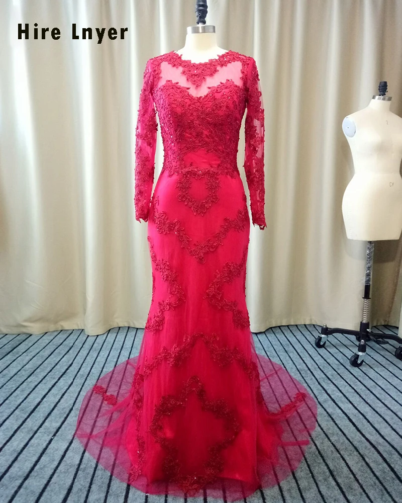 Hire Lnyer Custom Made Vestido De Festa Long Sleeve Appliques Beading