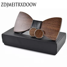 Fashion font b Wedding b font Wood Bow Tie Cufflinks Set font b Mens b font