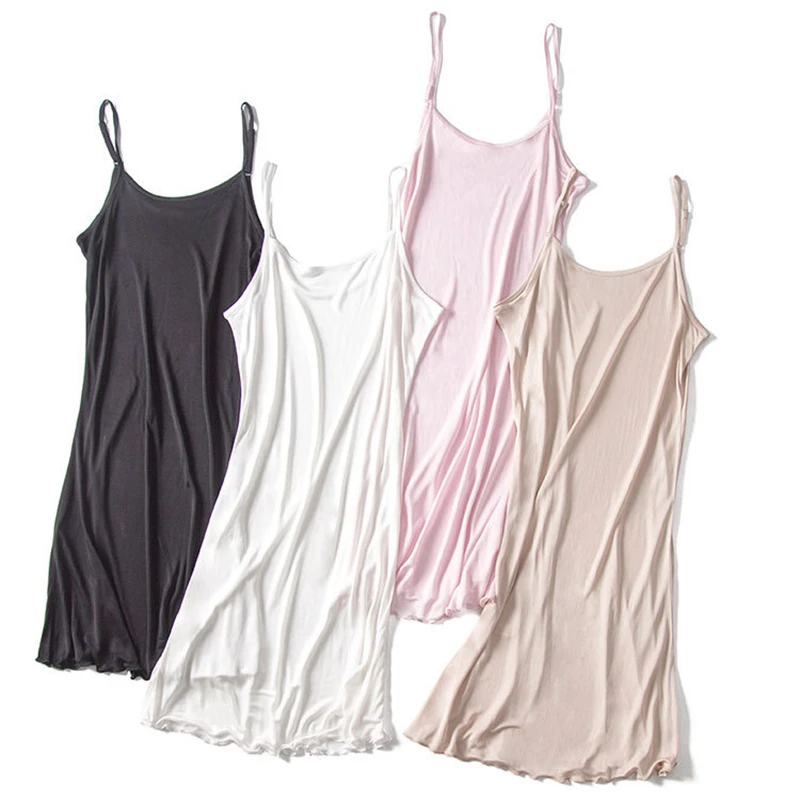 

Нижняя юбка из 100% шелка, подкладочная юбка, Весенняя ткань, регулируемый ремень, без рукавов, удобная летняя Домашняя одежда, 4 цвета