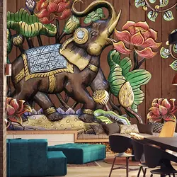 Bacaz дерево обои лотоса слон росписи 8d/3D настенная бумага для диван Задний план 3D стены Фото Фреска 3d обои