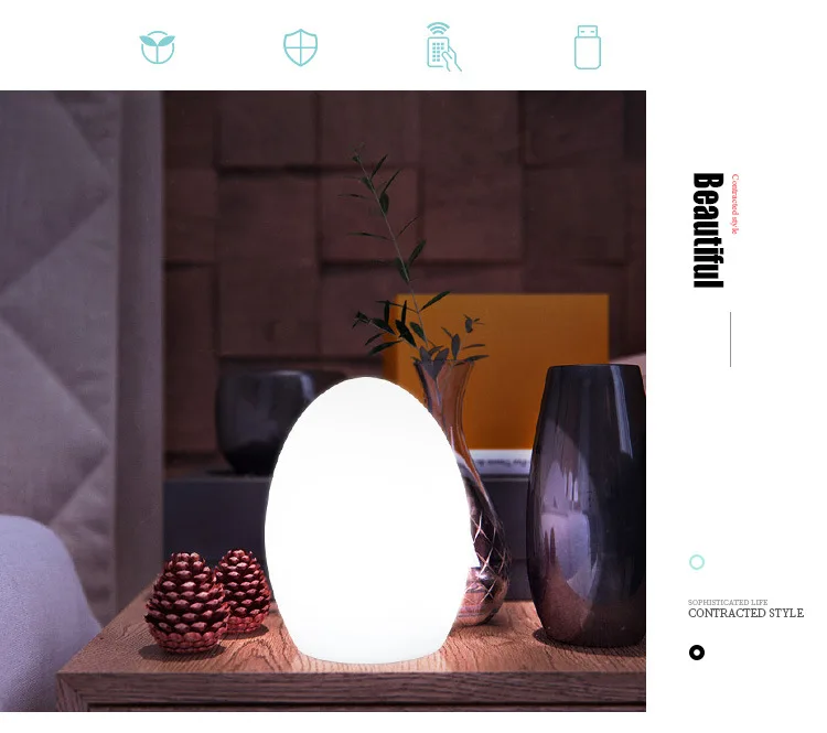 Теплый белый/RGB светодиодный ночник экономия энергии яйцо мягкий свет для спальня детская кофе бар столовая настольные лампы