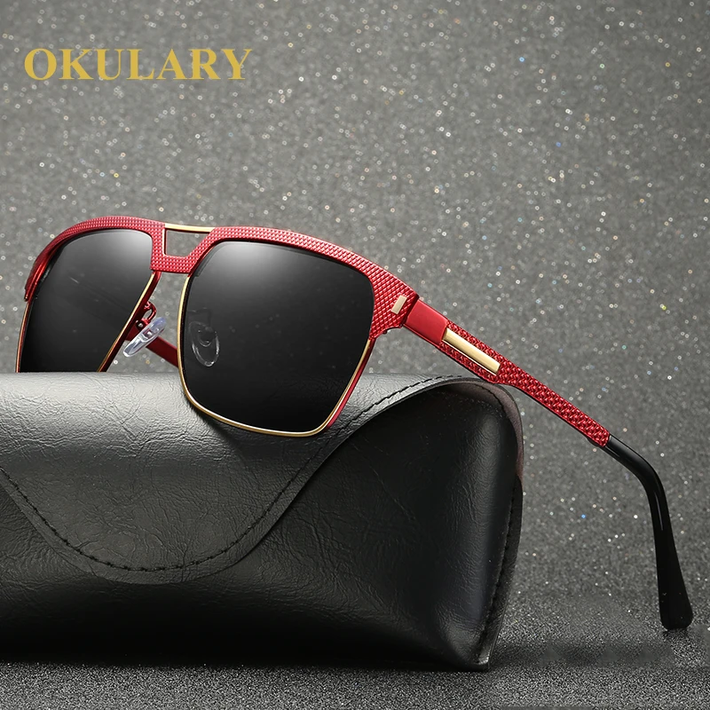 

2018 Square Polarized Men Sunglasses Black UV400 With Box Free Shipping