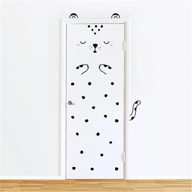 Cartoon Cat Door Wall Stickers For Kids Room Decorations Nursery
