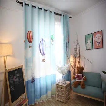 

Boys Children Room Shade Curtains Blue Mediterranean Style Green Fabrics Curtain Fabrics Bedroom Window Blackout Curtains