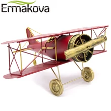 ERMAKOVA 29CM o 27cm artesanía de Metal hecha a mano modelo de avión Biplane artículos de decoración del hogar (Color rojo)