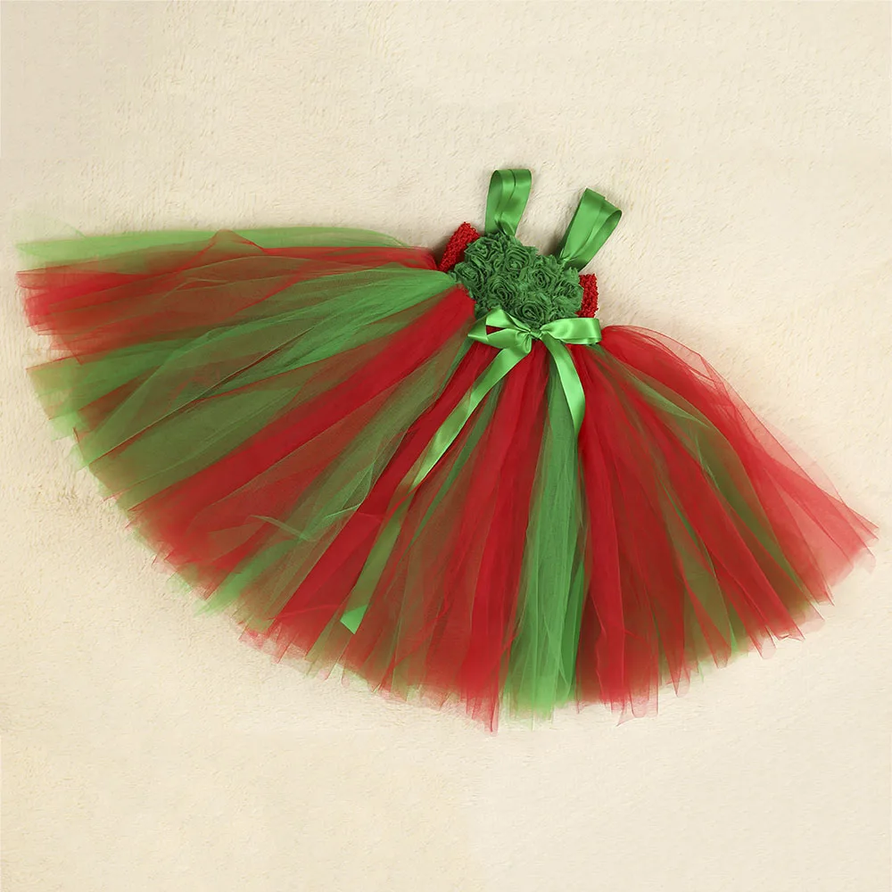Green Red Ankle Length Girl Dress Christmas Autumn Clothing Children New Year Party Frock Tulle Tutu Christmas Tree Dress Gowns (7)