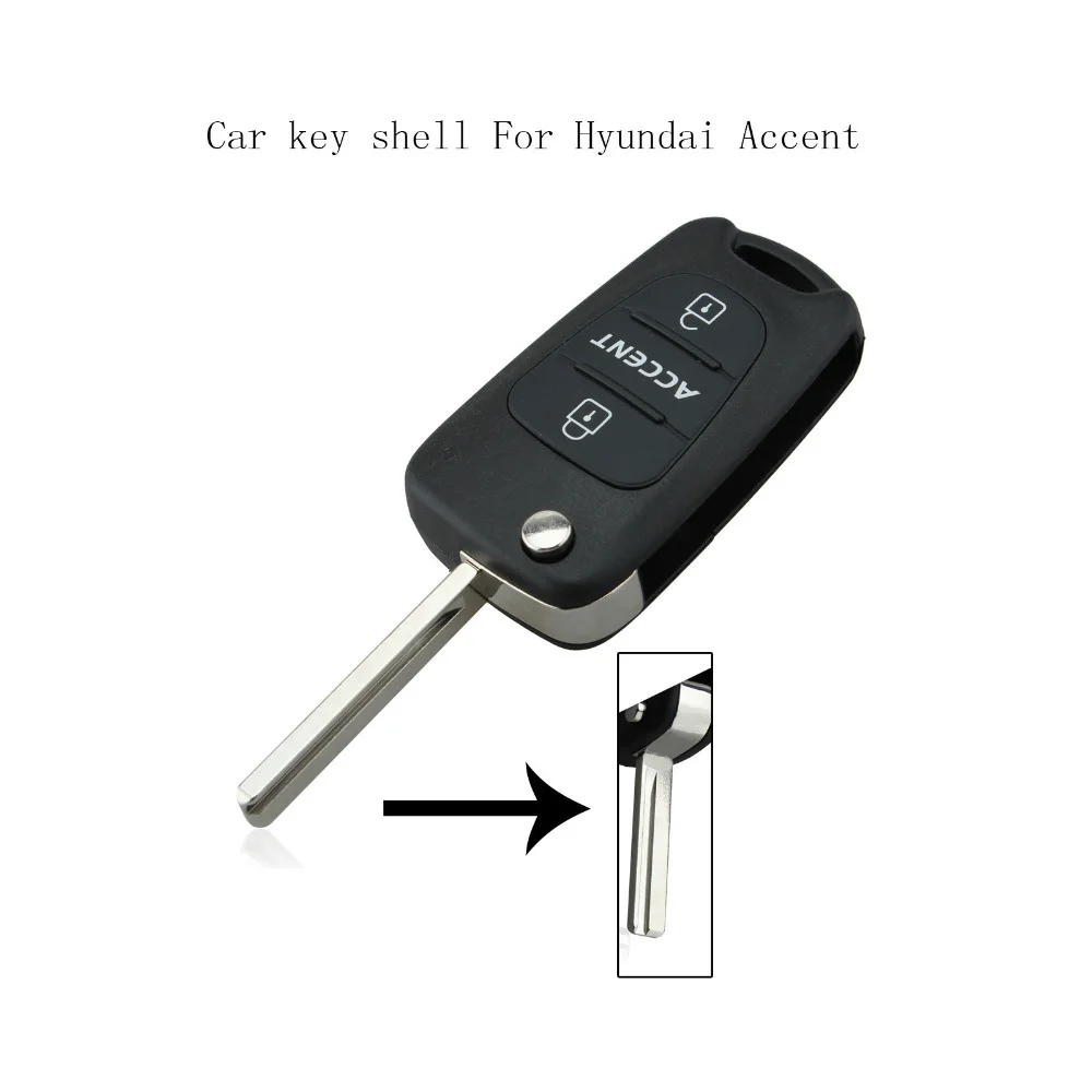 

3Buttons Folding Remote Key Shell Case For Hyundai Accent Keyless Entry Fob Cover Car Alarm Housing With Blade