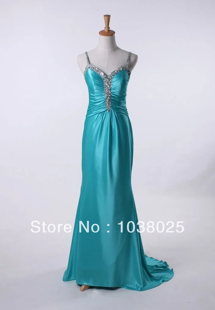 Free Shipping Fashion Sexy Spaghetti strap Hi-Lo Court crystals Taffeta Prom Gowns Party Dresses | Свадьбы и торжества