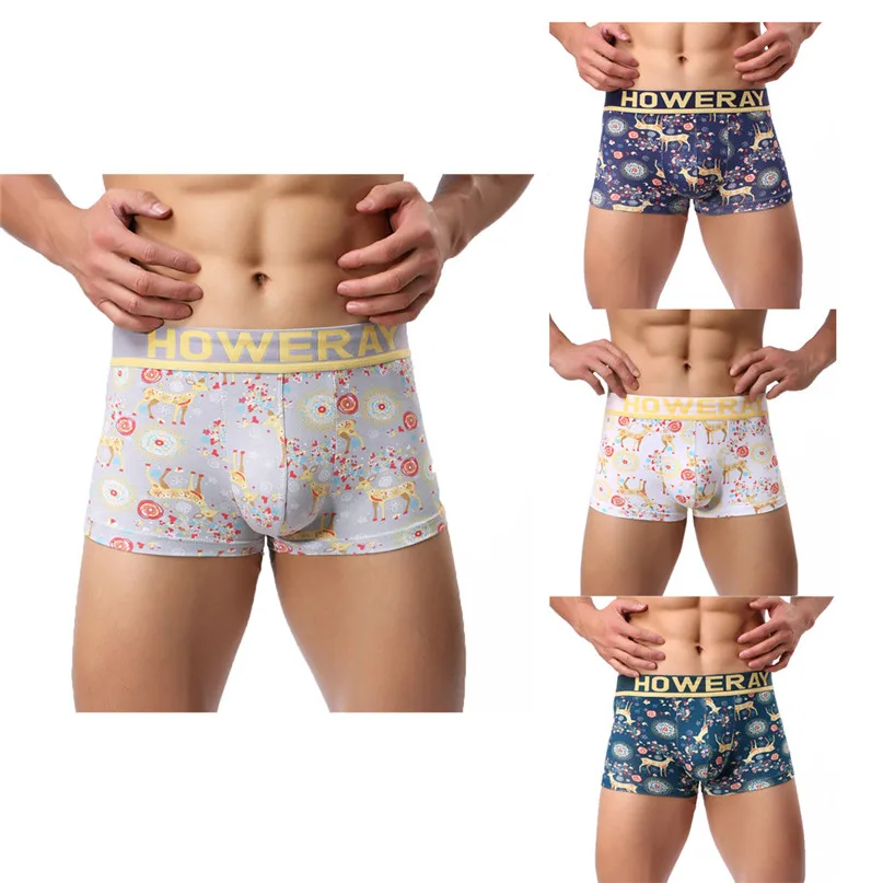 Sexy Underwear Men Men's Boxer Briefs Shorts Bulge Pouch Soft Underpants color deer pattern Trunks Boxer shorts #2h25 (25)