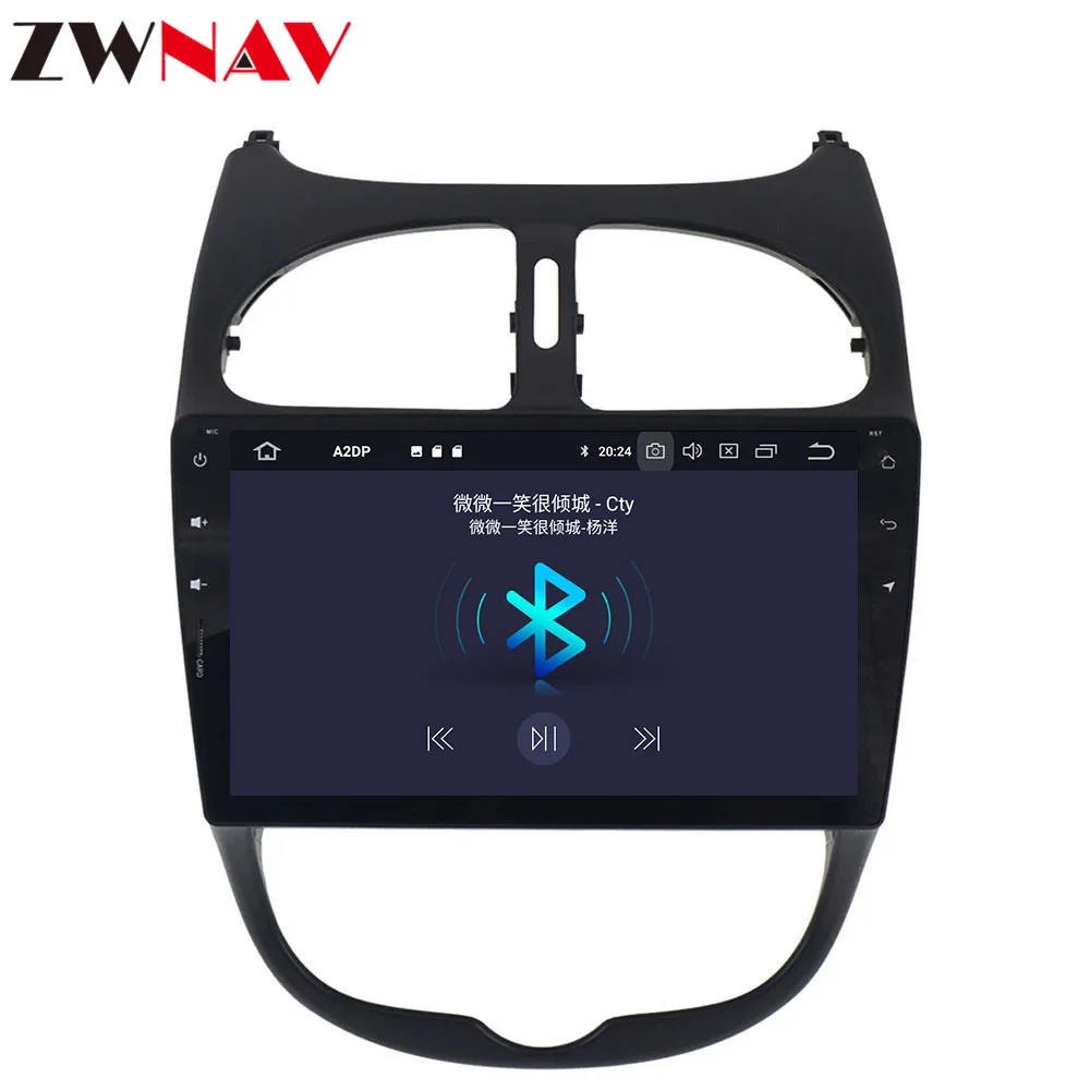 Excellent ZWNAV Android 9.0 4+32GB Car No DVD Player FOR Peugeot 206 2000-2016 Radio Ibiza GPS Navigation with Mirroring link PX5 2