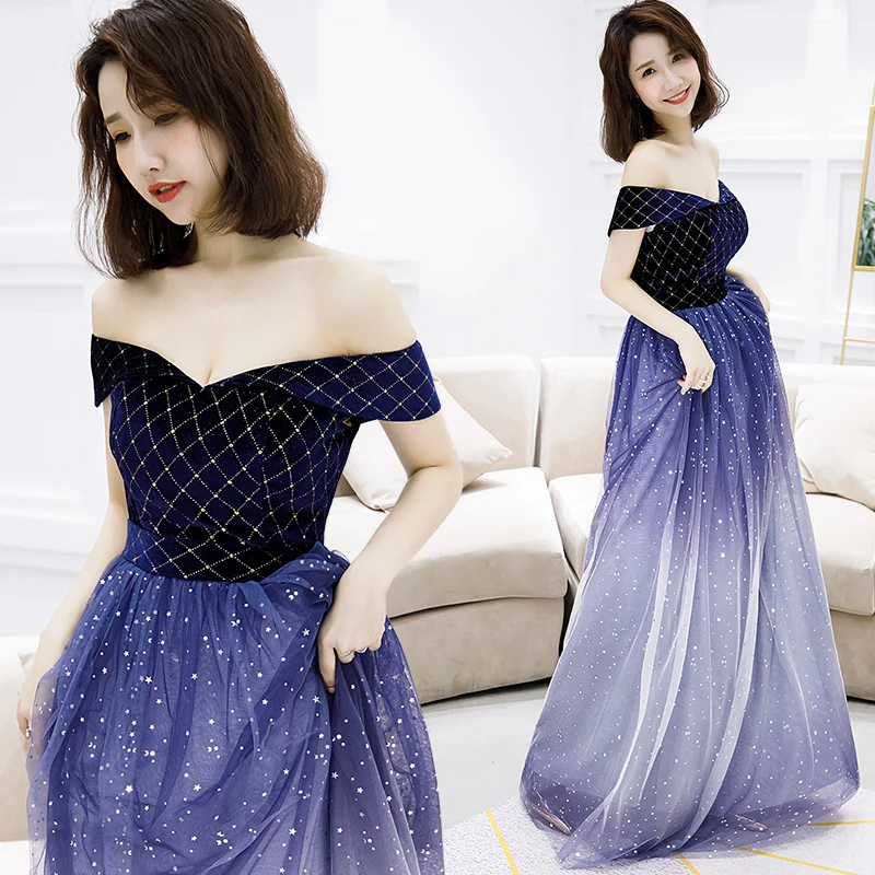 

Elegant Gradient Color 2 Style V Neck A Line Evening Dresses 2019 Green Purple Formal Prom Party Dress vestido de festa longo