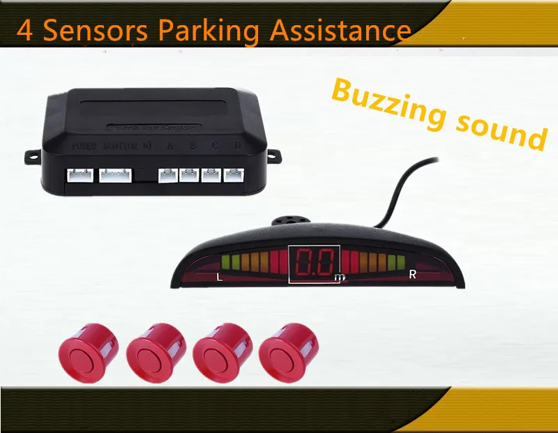 Car LED Parking Sensor Kit Display 4 Sensors Parking Assistance Buzzing