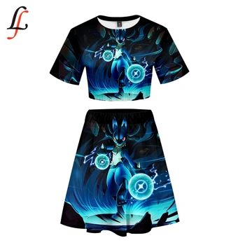

Elf Treasure Dream Pikachu Sexy Lady Beach 2 Piece Sets K Pop Sexy Party Dress Sets Crop Top Harajuku Short Skirt Piece Summer