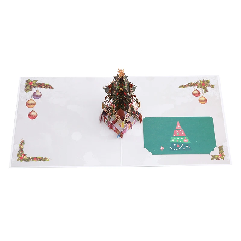 Рождественская елка винтажная 3D лазерная резка бумаги ручной работы на заказ поздравительные открытки Рождественские подарки сувенирные открытки